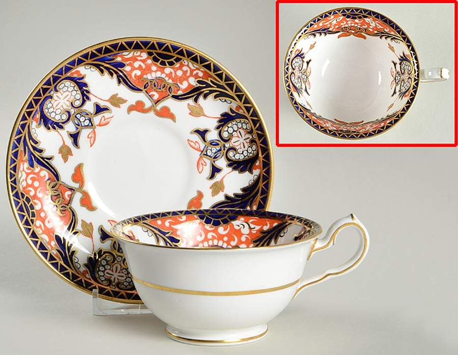 Kings (Newer Backstamp) Footed Cup & Saucer Set by Royal Crown Derby-1