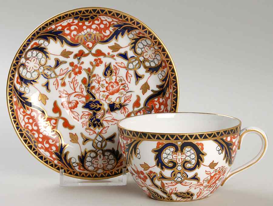 Kings (Newer Backstamp) Flat Cup & Saucer Set by Royal Crown Derby-1