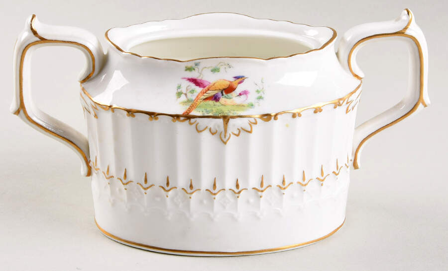 Lowestoft Pheasant Sugar Bowl No Lid by Royal Crown Derby-1