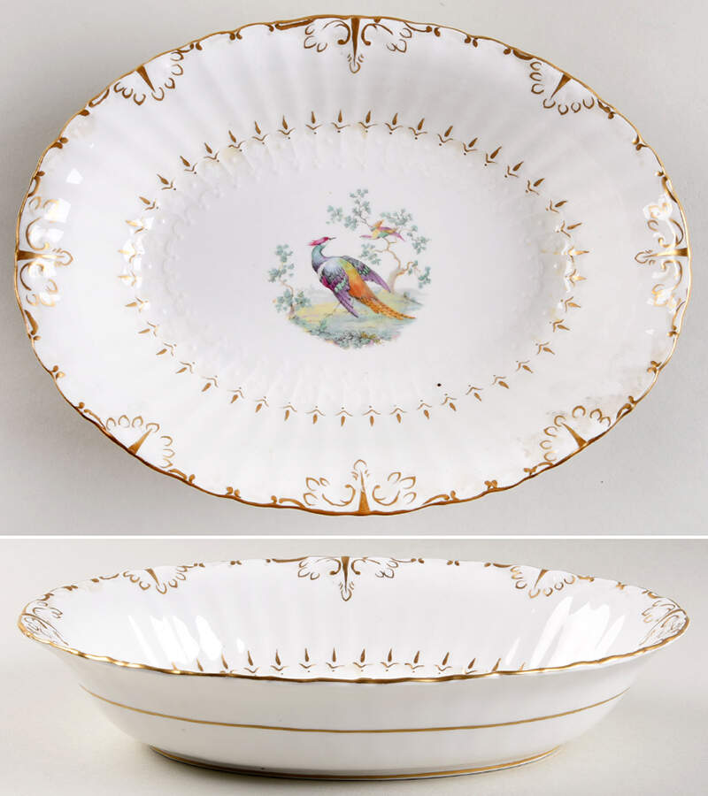 Lowestoft Pheasant 10" Oval Vegetable Bowl by Royal Crown Derby-1
