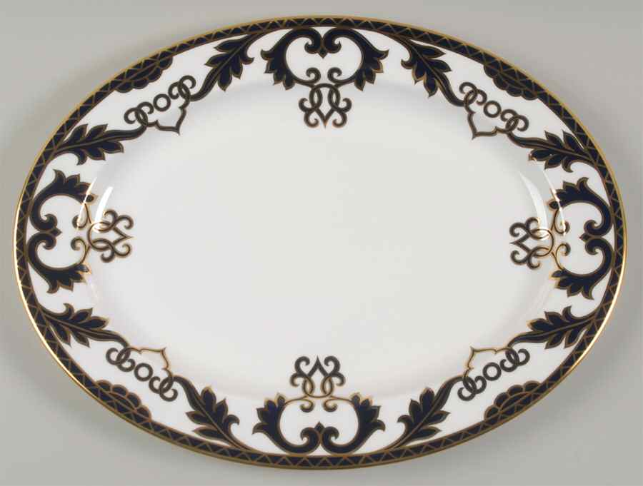 Majesty Cobalt Blue 16" Oval Serving Platter by Royal Crown Derby-1