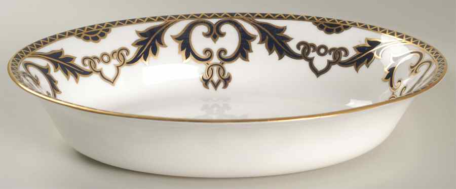 Majesty Cobalt Blue 10" Oval Vegetable Bowl by Royal Crown Derby-1