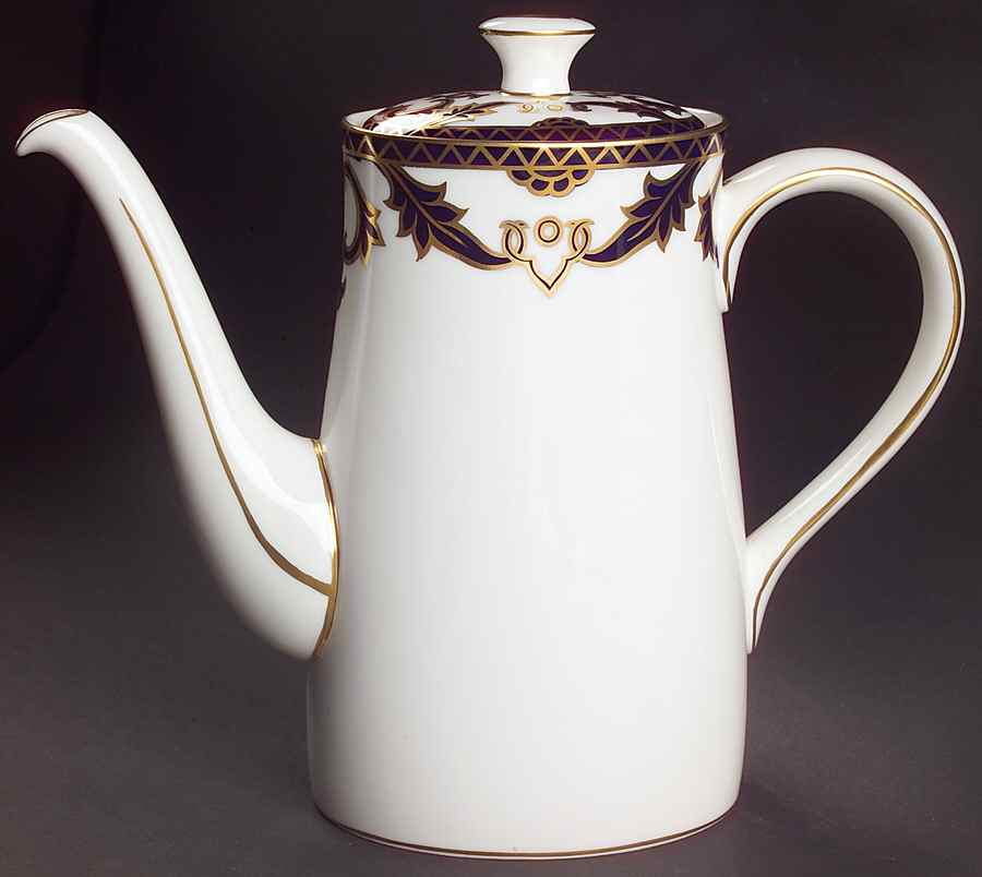 Majesty Cobalt Blue Coffee Pot & Lid by Royal Crown Derby-1