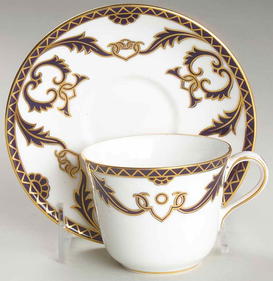 Majesty Cobalt Blue Flat Cup & Saucer Set by Royal Crown Derby-1