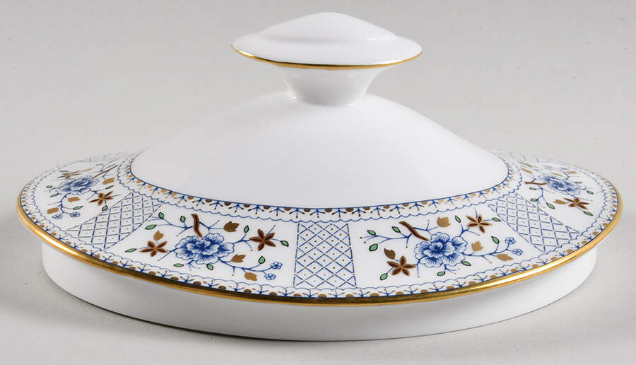 Mandarin Blue Lid for Oval Vegetable by Royal Crown Derby-1
