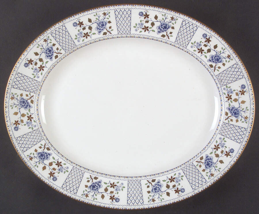 Mandarin Blue 13" Oval Serving Platter by Royal Crown Derby-1