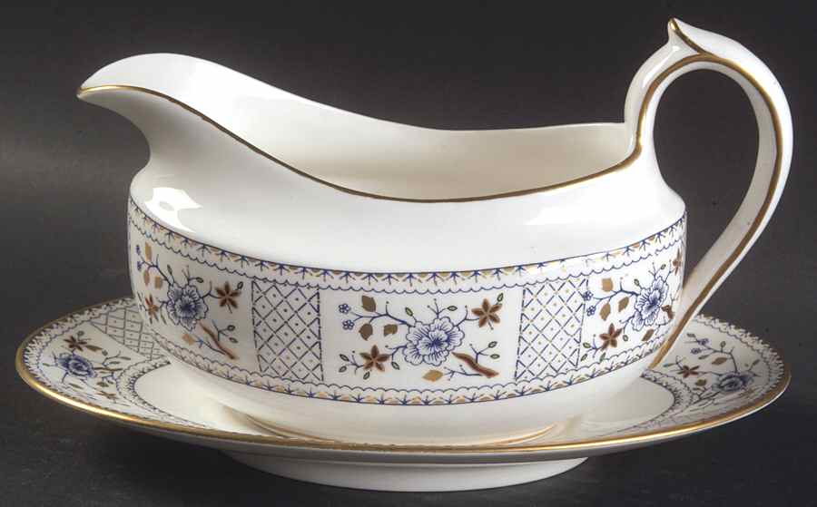 Mandarin Blue Gravy Boat & Underplate by Royal Crown Derby-1