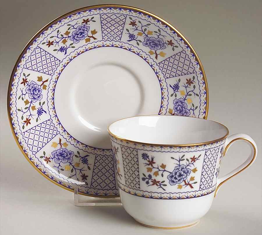Mandarin Blue Flat Cup & Saucer Set by Royal Crown Derby-1