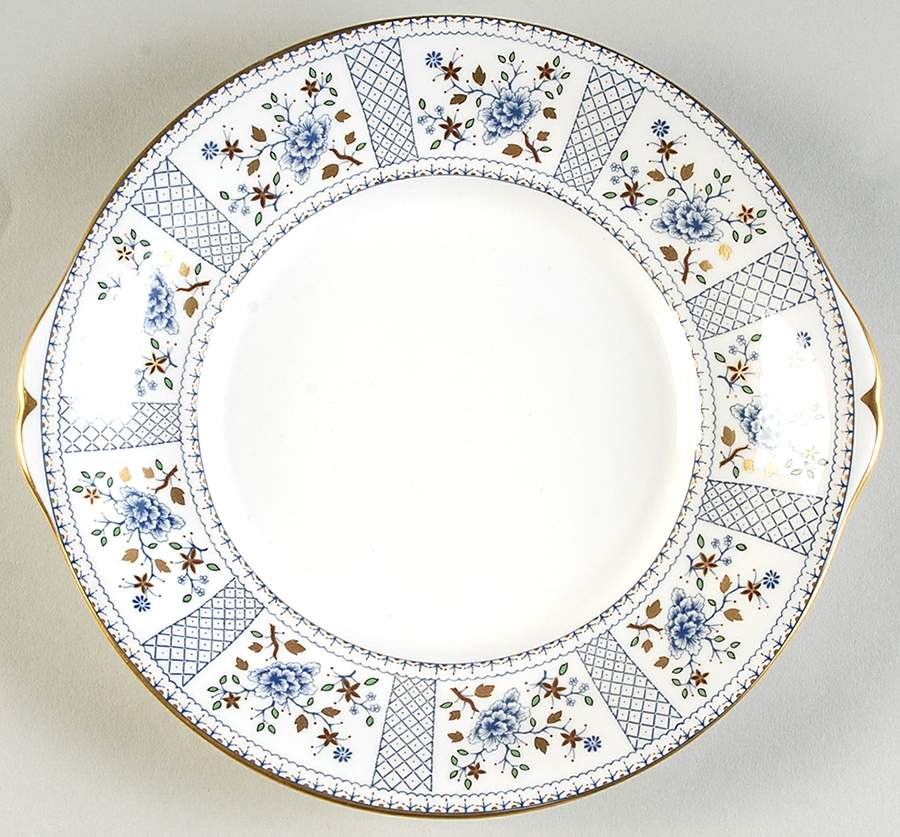 Mandarin Blue Handled Cake Plate by Royal Crown Derby-1