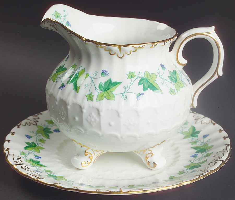 Medway (Burford) Open Sauce Boat & Underplate by Royal Crown Derby-1