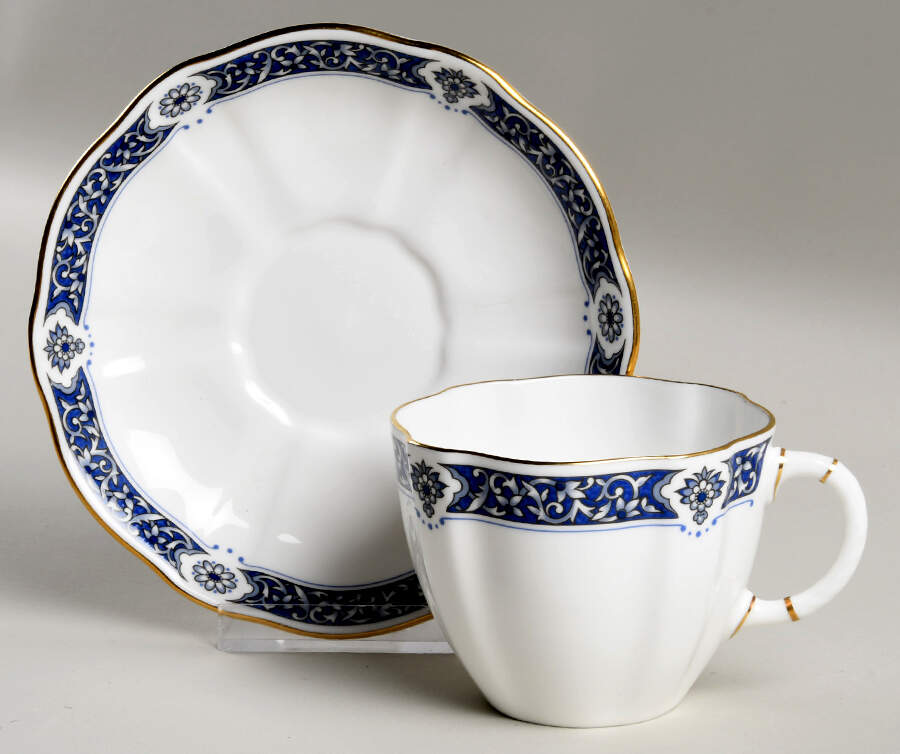Milldale (Gold) Flat Cup & Saucer Set by Royal Crown Derby-1