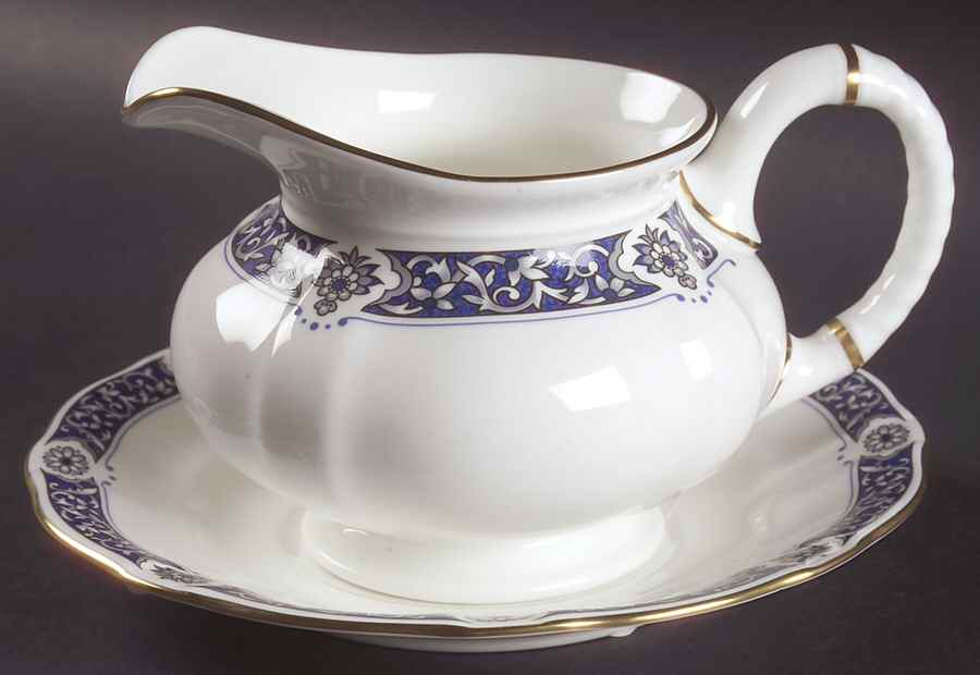 Milldale (Gold) Gravy Boat & Underplate by Royal Crown Derby-1