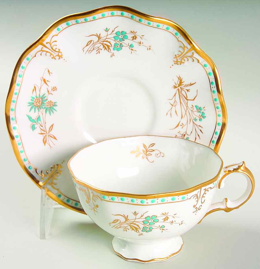 Normandie Footed Cup & Saucer Set by Royal Crown Derby-1
