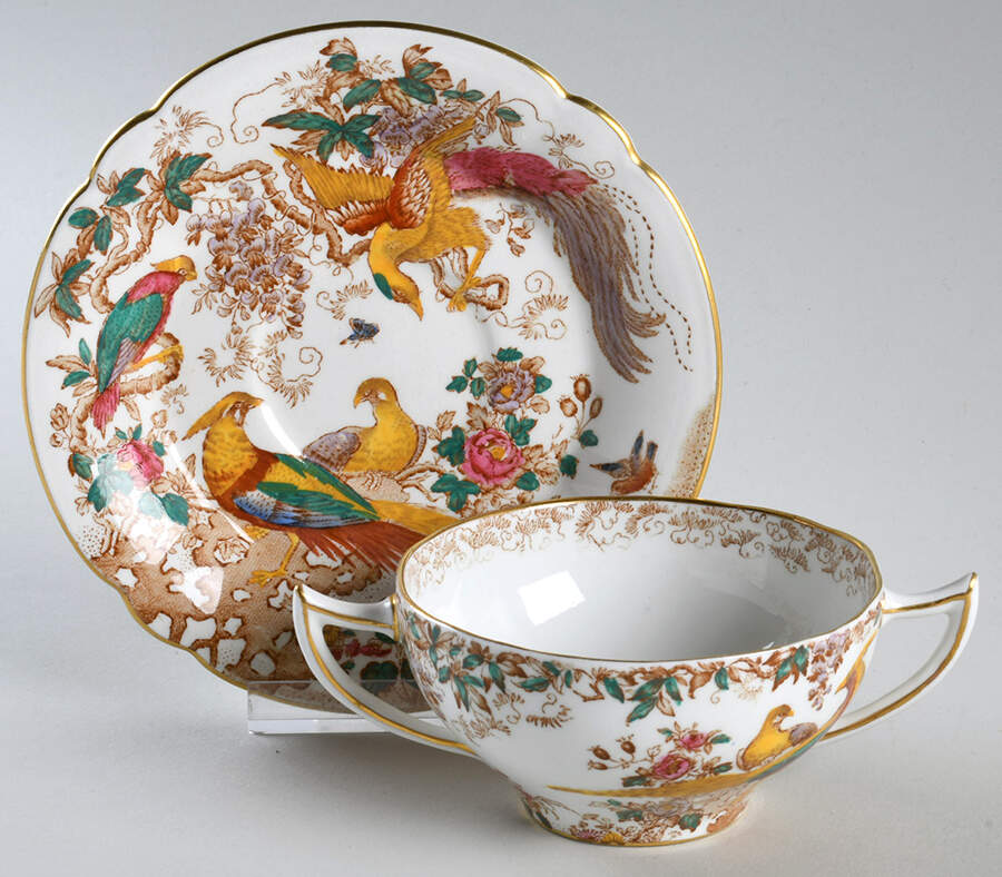 Olde Avesbury (Ely Chelsea Shape) Flat Bouillon Cup & Saucer by Royal Crown Derby-1