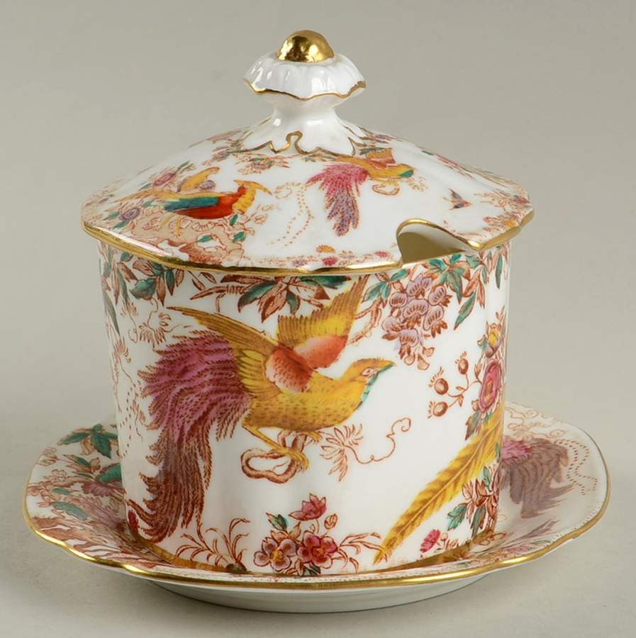 Olde Avesbury (Ely Chelsea Shape) Marmalade & Lid w/Underplate by Royal Crown Derby-1