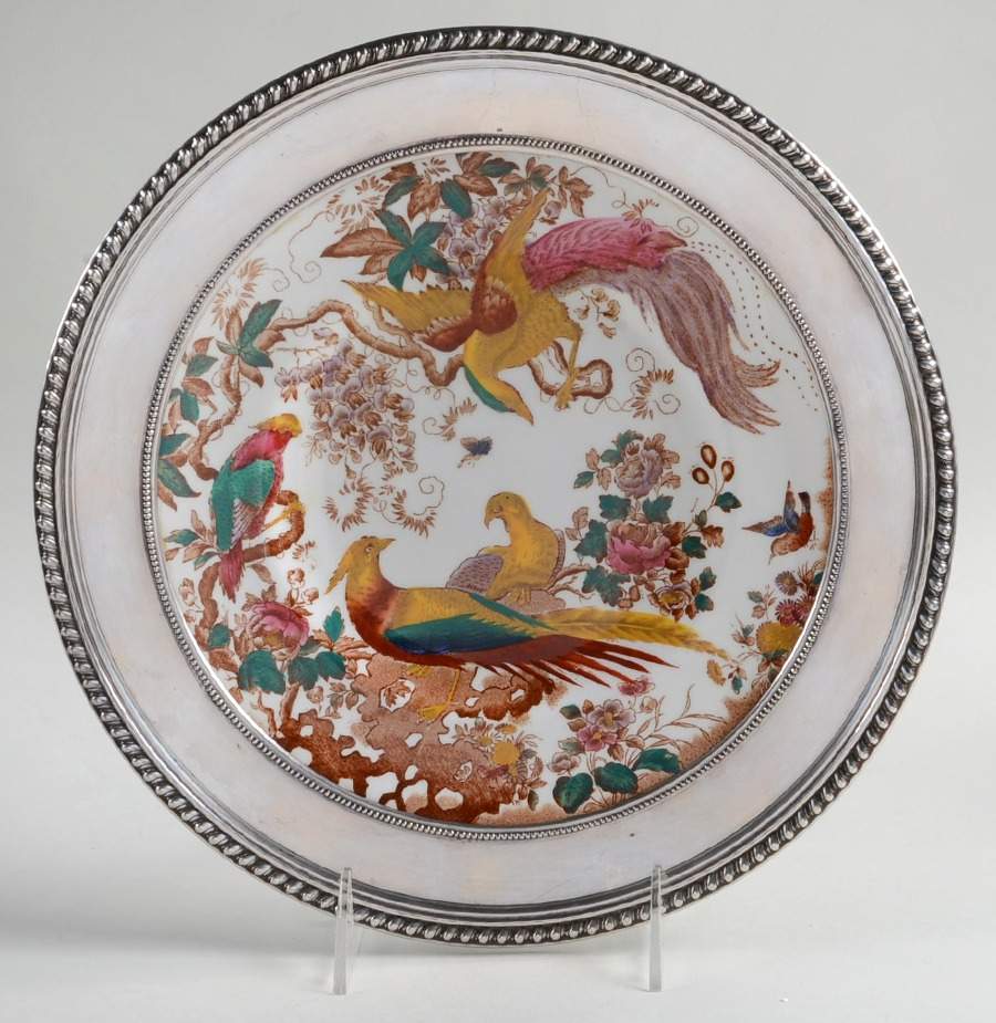 Olde Avesbury (Ely Chelsea Shape) Salad Plate with Sterling Rim by Royal Crown Derby-1