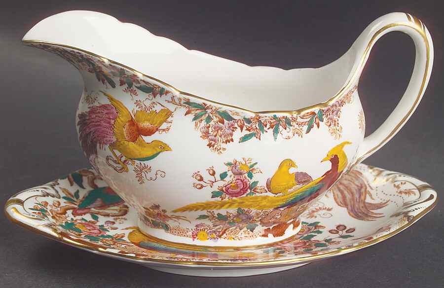 Olde Avesbury (Ely Chelsea Shape) Gravy Boat & Underplate by Royal Crown Derby-1