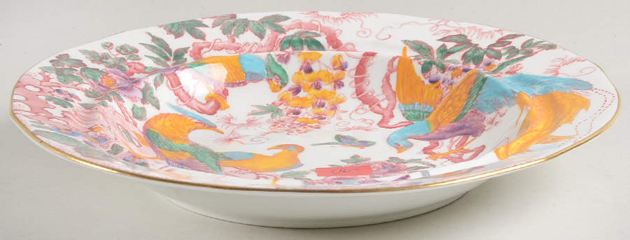 Old Avesbury Pink Multicolor Muffin Dish No Lid by Royal Crown Derby-1
