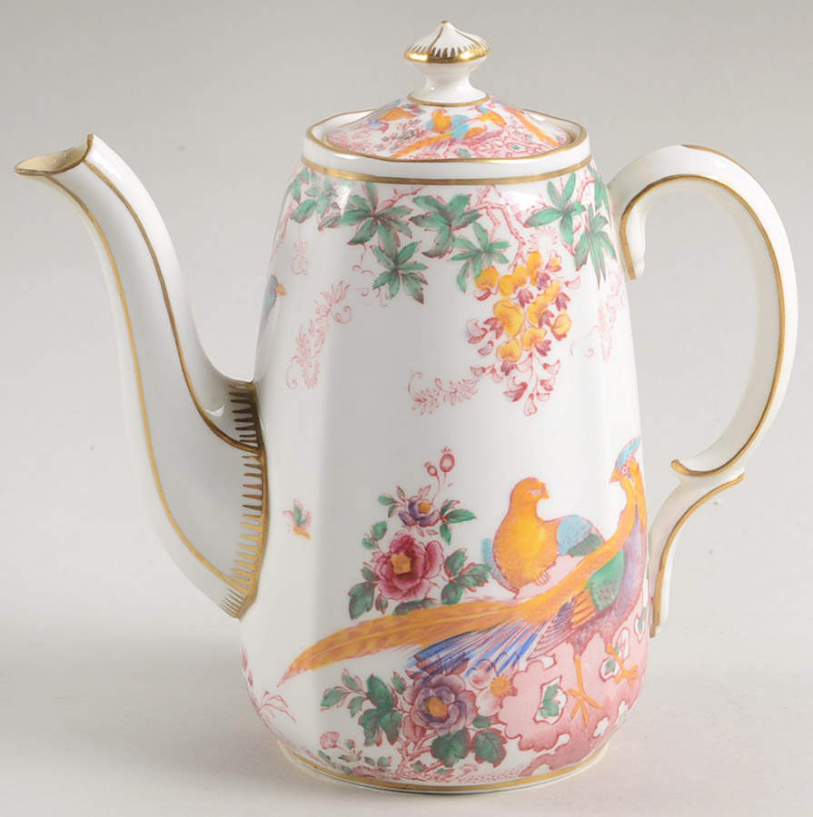 Old Avesbury Pink Multicolor Individual Coffee Pot & Lid by Royal Crown Derby-1