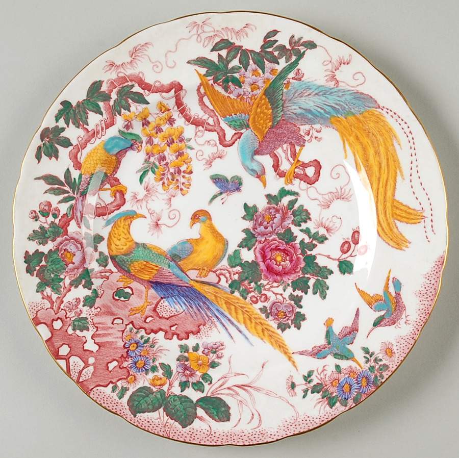 Old Avesbury Pink Multicolor Luncheon Plate by Royal Crown Derby-1