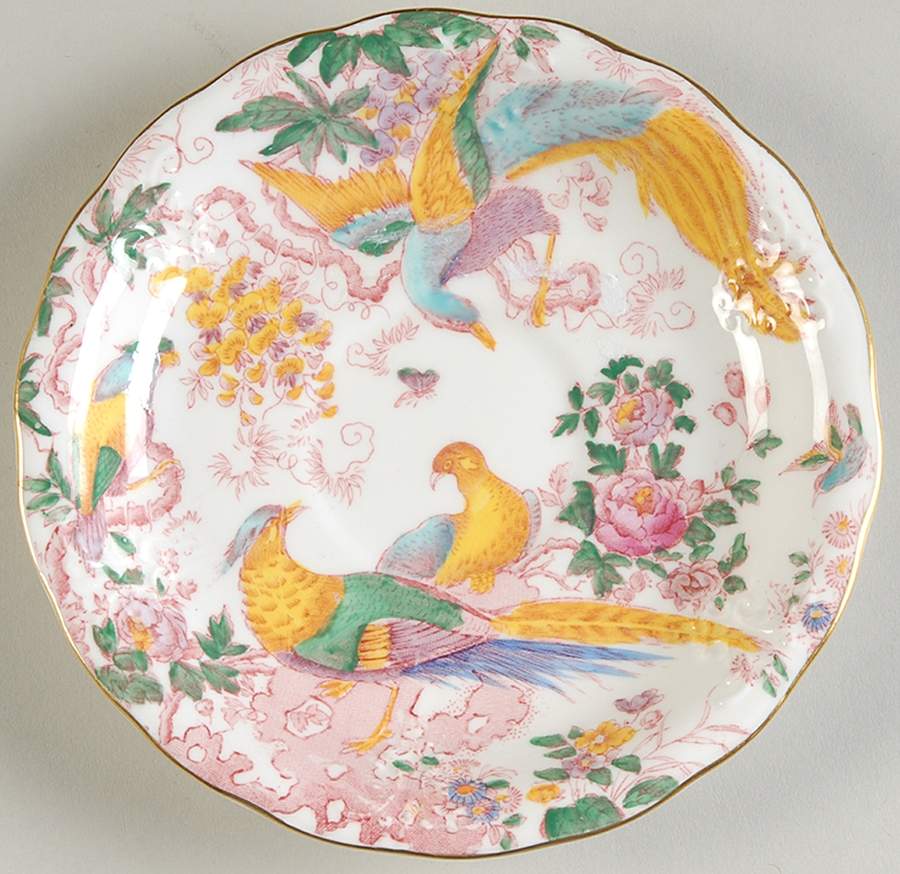 Old Avesbury Pink Multicolor Saucer by Royal Crown Derby-1