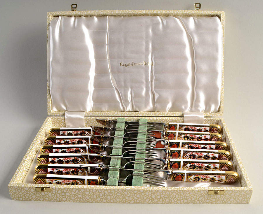 Old Imari (12 Piece) Steak Set  (6 Knives and 6 Forks) by Royal Crown Derby-1