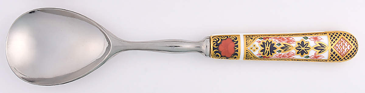 Old Imari Salad Serving Spoon with Stainless Bowl by Royal Crown Derby-1