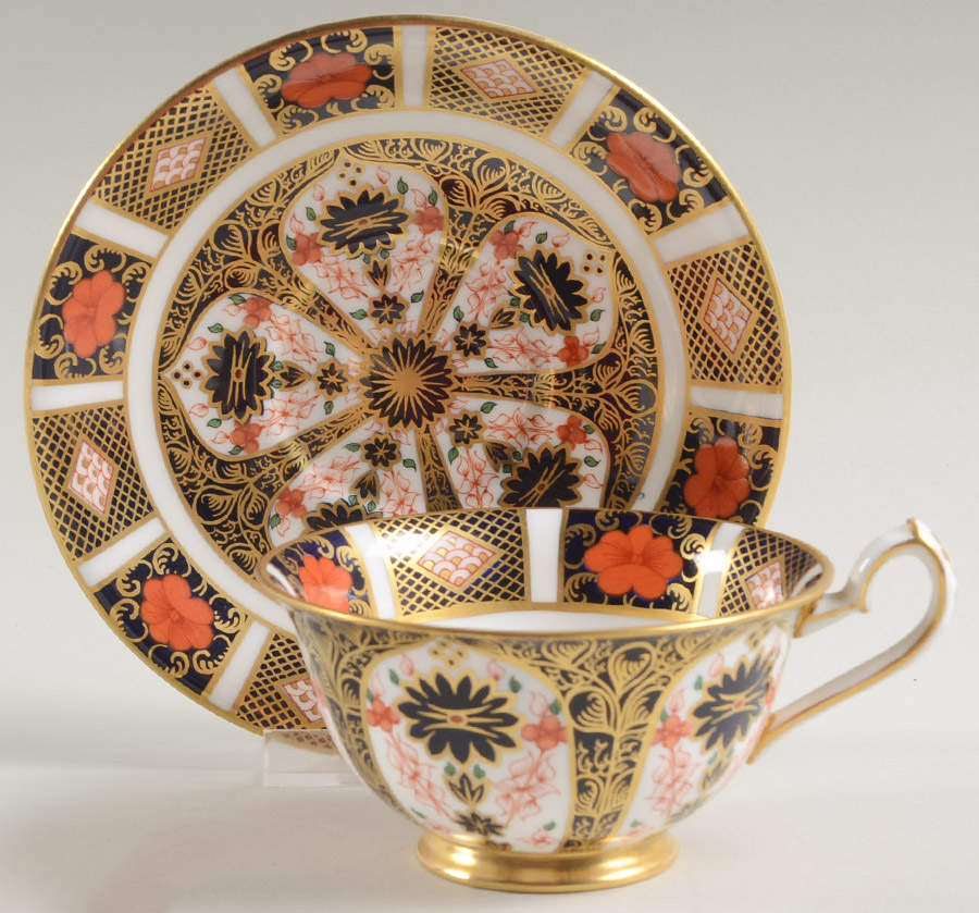Old Imari Footed Cup & Saucer Set by Royal Crown Derby-1