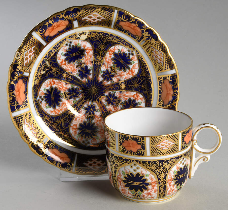 Old Imari Flat Demitasse Cup & Saucer Set by Royal Crown Derby-1