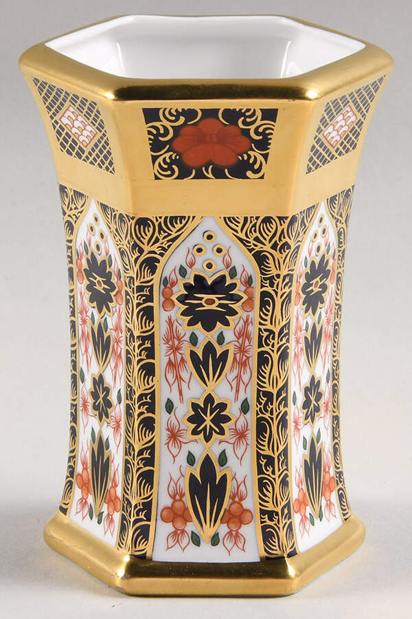 Old Imari 4" Hexagonal Vase by Royal Crown Derby-1