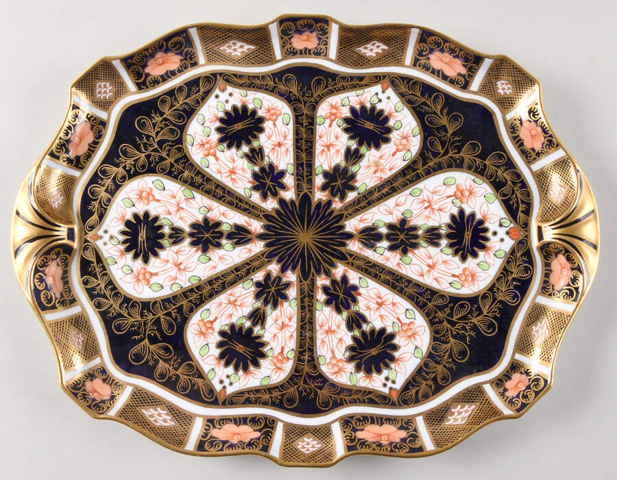 Old Imari 13" Oval Handled Tray by Royal Crown Derby-1