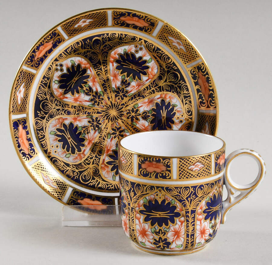 Old Imari Flat Demitasse Cup & Saucer Set by Royal Crown Derby-1