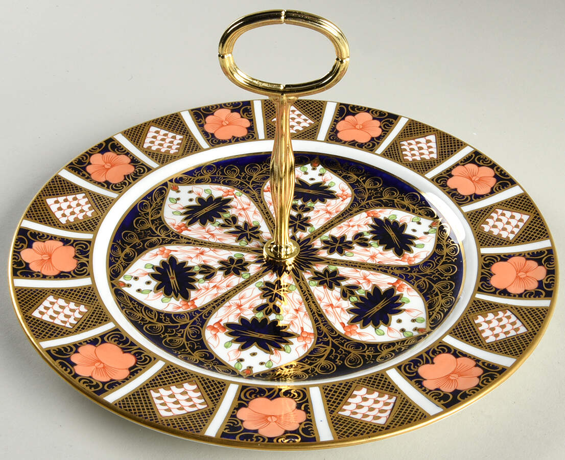 Old Imari Round Serving Plate with Center Handle (Dp) Hc by Royal Crown Derby-1