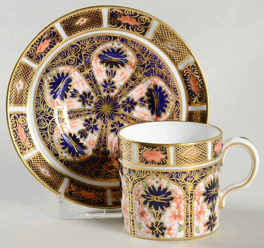 Old Imari Flat Demitasse Cup & Saucer Set by Royal Crown Derby-1