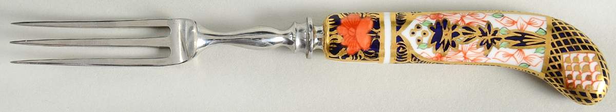 Old Imari Individual Fruit Fork W/Stainless Tines by Royal Crown Derby-1