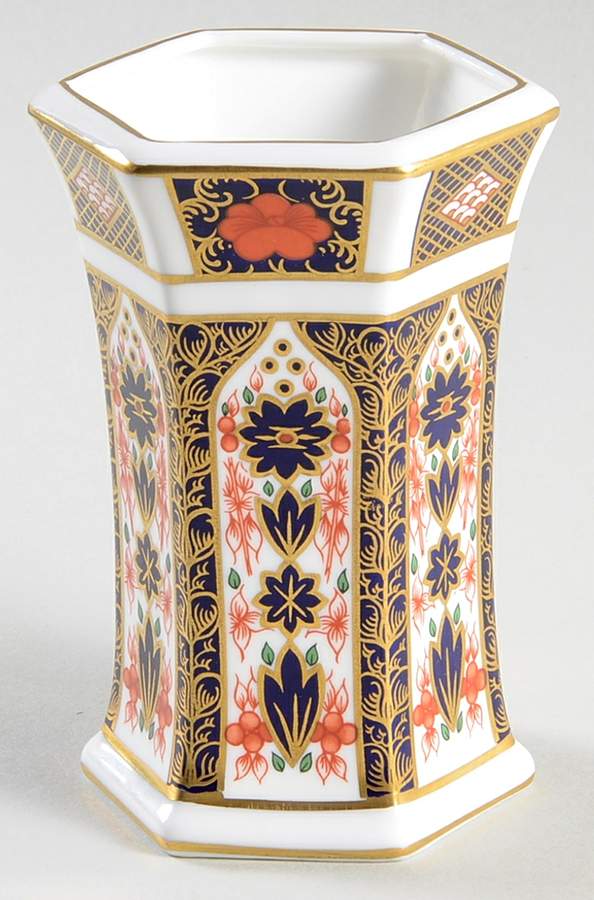 Old Imari 4" Hexagonal Vase by Royal Crown Derby-1
