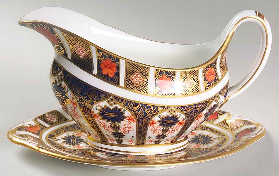 Old Imari Gravy Boat & Underplate by Royal Crown Derby-1
