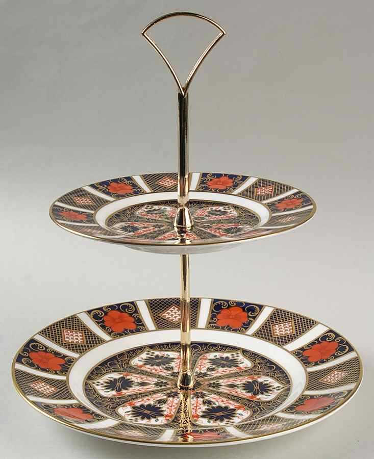 Old Imari 2-Tiered Serving Tray (Salad & Bread/Butter Plate) by Royal Crown Derby-1