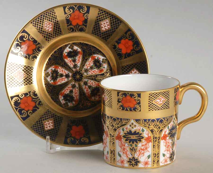 Old Imari Flat Demitasse Cup & Saucer Set by Royal Crown Derby-1
