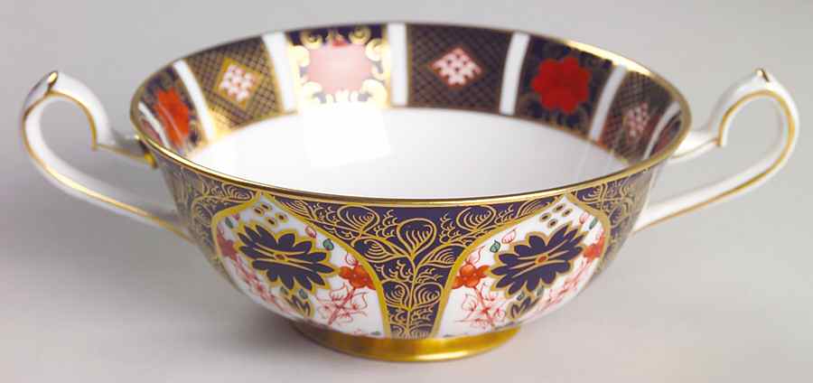 Old Imari Footed Cream Soup Bowl by Royal Crown Derby-1