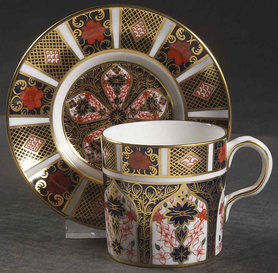 Old Imari Flat Demitasse Cup & Saucer Set by Royal Crown Derby-1