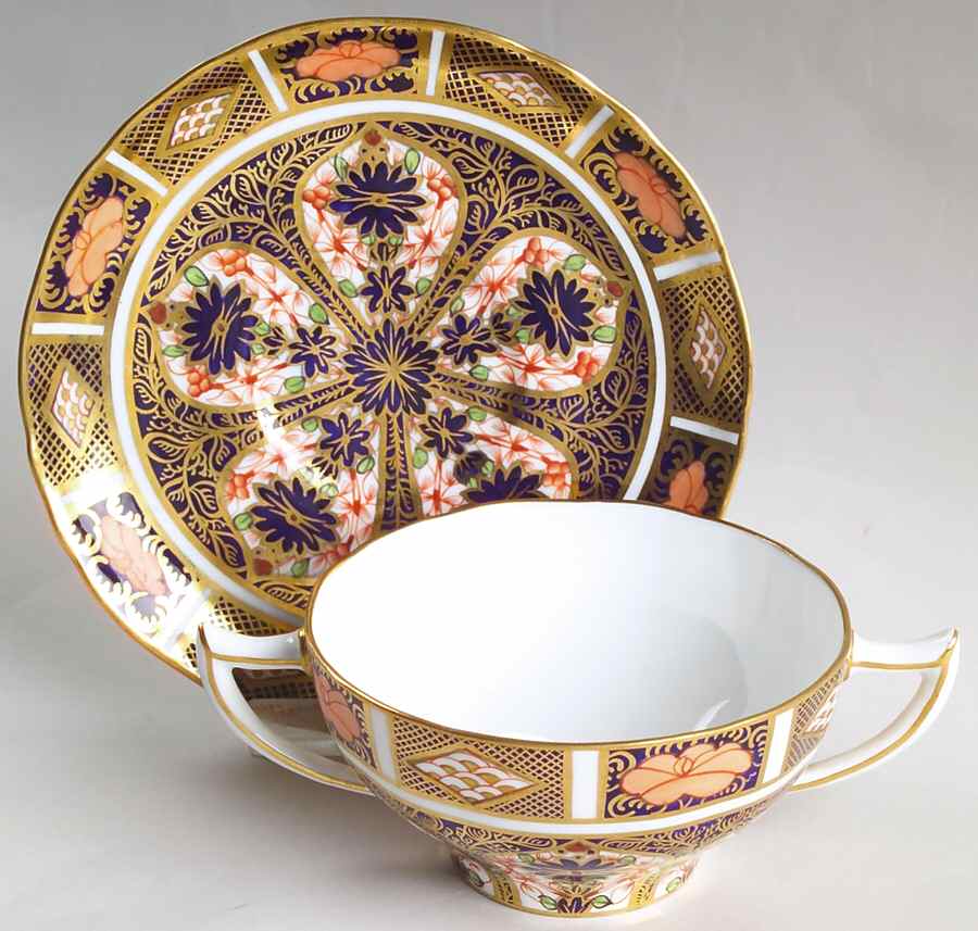 Old Imari Flat Bouillon Cup & Saucer by Royal Crown Derby-1