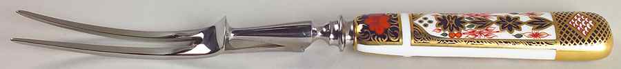 Old Imari Carving Fork with Stainless Prongs by Royal Crown Derby-1