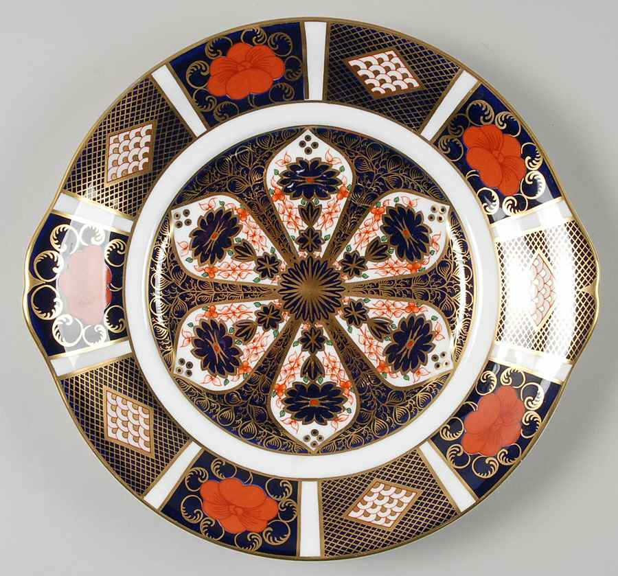 Old Imari Handled Cake/Pastry Plate by Royal Crown Derby-1