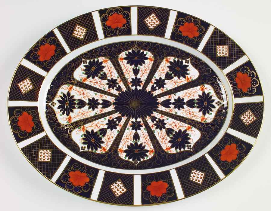 Old Imari 15" Oval Serving Platter by Royal Crown Derby-1