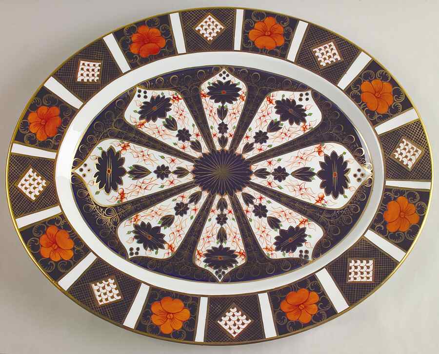 Old Imari 17" Oval Serving Platter by Royal Crown Derby-1
