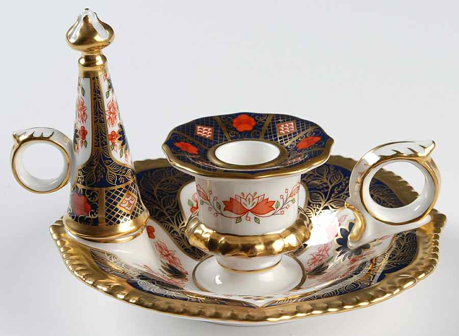 Old Imari 2" Winster Candlestick & Candle Snuffer Set by Royal Crown Derby-1