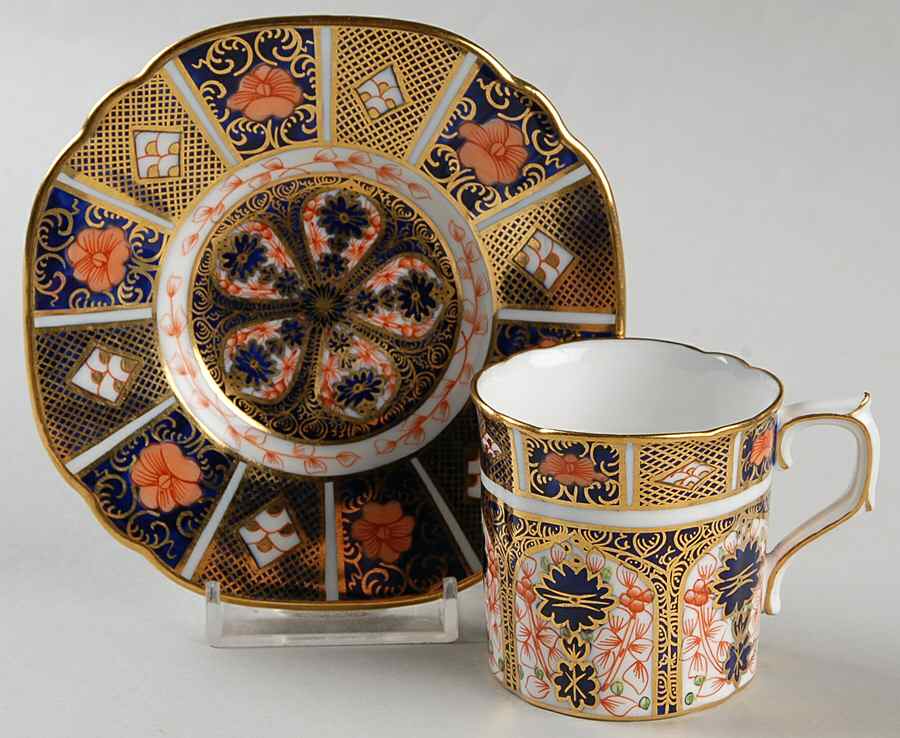 Old Imari Flat Demitasse Cup & Saucer Set by Royal Crown Derby-1