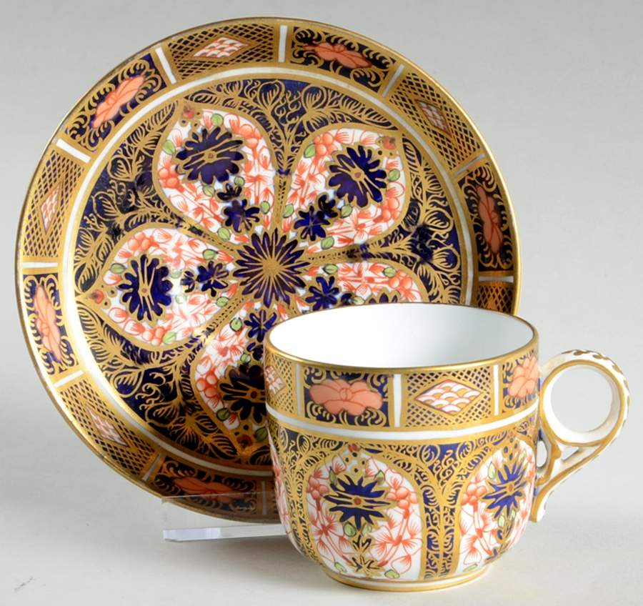 Old Imari Flat Demitasse Cup & Saucer Set by Royal Crown Derby-1