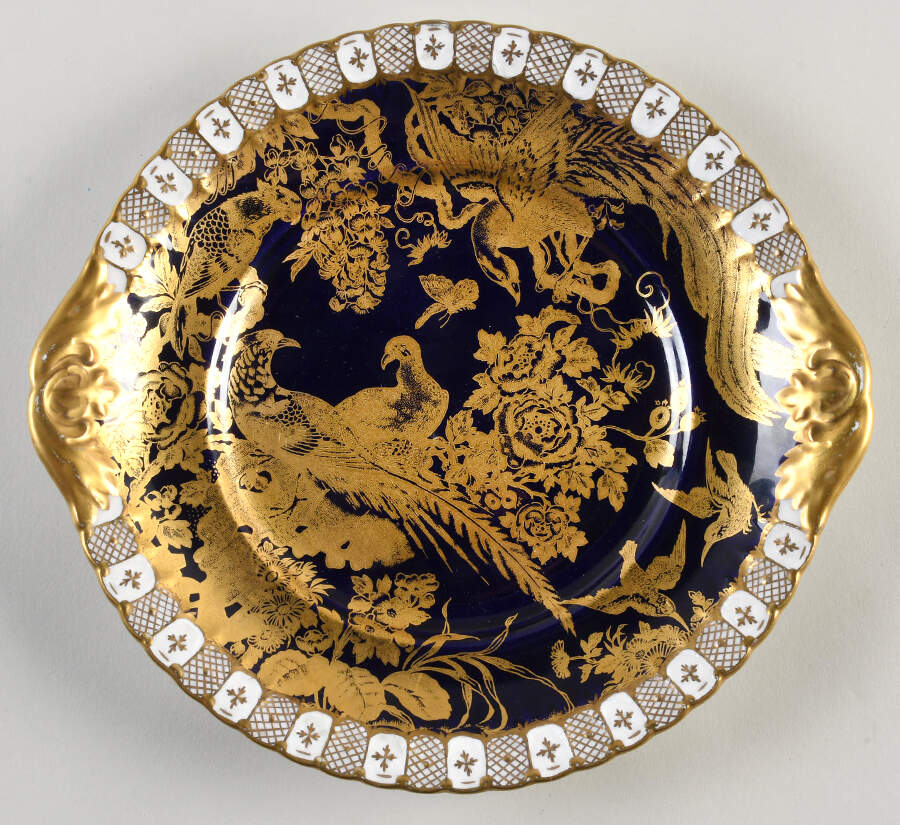 Paradise Cobalt Blue Handled Cake/Pastry Plate by Royal Crown Derby-1